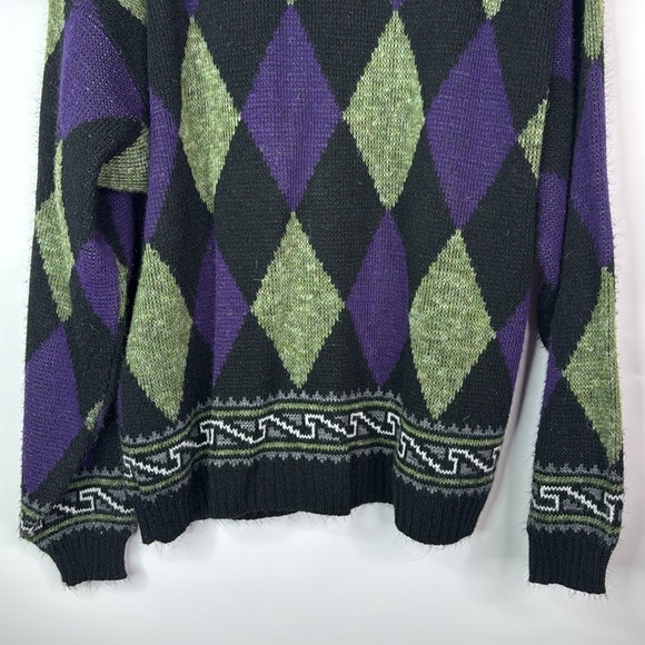 Vintage Empressions International Vneck Geometric Cardigan Sweater Size Large - Picture 6 of 9